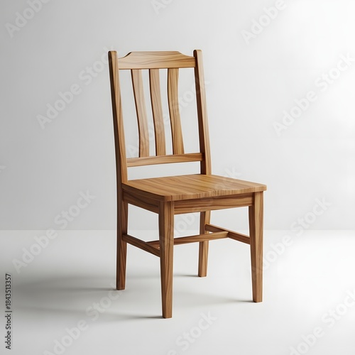 Classic Wooden Chair: A sturdy wooden chair, perfect for dining or any space. Crafted from warm, natural wood and designed for both comfort and elegance.