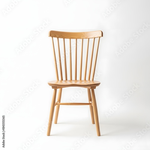 Timeless Classic: An elegant, wooden chair stands alone, its design exuding simplicity and sophistication. showcasing natural craftsmanship and enduring style.
