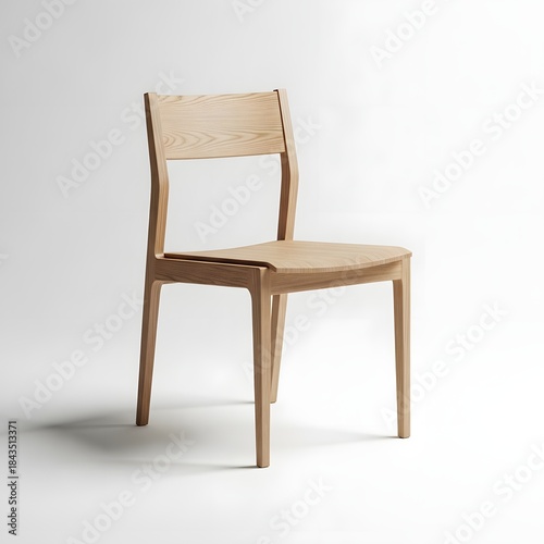 Minimalist Wooden Chair: A sleek wooden chair showcases minimalist design with its clean lines, inviting form, embodying simplicity and functionality.