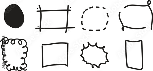 Hand-Drawn Frame and Shape Set – Doodle Style Borders and Outlines