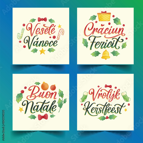 hand drawn christmas wishes lettering collection vector design illustration