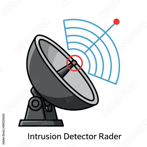 Cyber Intrusion Detection Radar Icon Illustration