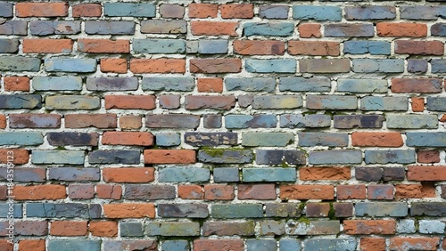 ia generated. Brick wall texture with colored tones and seamless repeating pattern, perfect for widescreen backgrounds, banners, and design projects.
