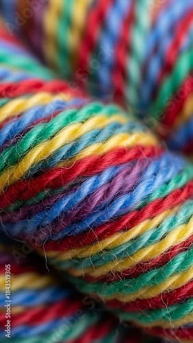 ia generated. Top view macro close-up of mixed colorful wool fibers forming a soft abstract texture. Perfect for creative backgrounds, textile design, fashion, craft and visual projects.
