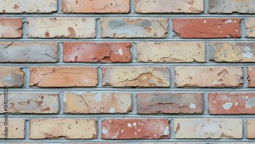 ia generated. Brick wall texture with colored tones and seamless repeating pattern, perfect for widescreen backgrounds, banners, and design projects.
