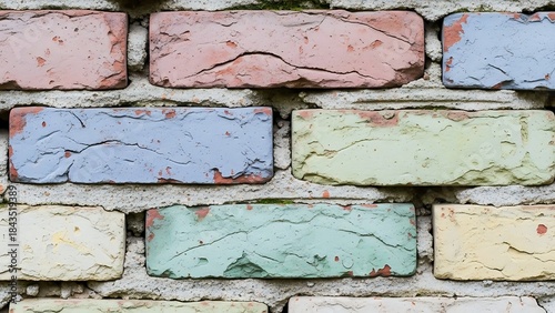 ia generated. Brick wall texture with colored tones and seamless repeating pattern, perfect for widescreen backgrounds, banners, and design projects.
