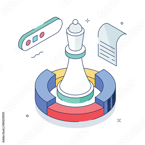 A handy isometric illustration of chess piece symbolizing strategic financial planning