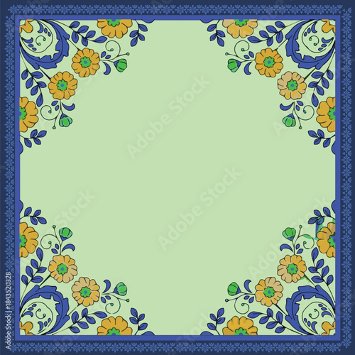 Vintage floral vector frame. Victorian. Flora. Colorful, ughal Seamless Wallpaper for print, Mughal Flower, Mughal Border.