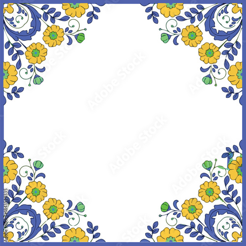 Vintage floral vector frame. Victorian. Flora. Colorful, ughal Seamless Wallpaper for print, Mughal Flower, Mughal Border.