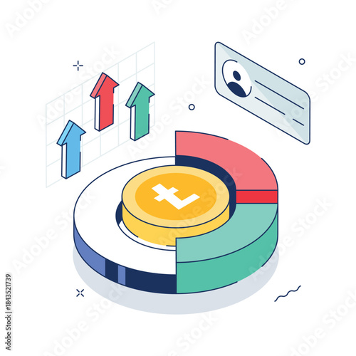 Grab this creatively designed amazing isometric illustration of business growth