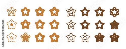 Assorted star-shaped cookies in various designs and shades