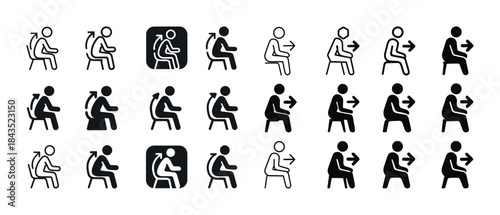 Collection of arrow chair icons indicating movement and directio