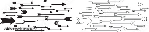 Diverse Collection of Black and Outline Arrows Vector Set for Design isolated PNG with Transparent Background