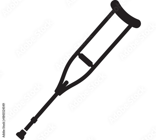 Simple black crutch icon design on transparent background silhouette