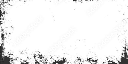 Abstract dark grunge background with a vintage black ink splat texture, featuring a decorative flower pattern and a dirty vector border frame with artistic paint splash and spray stains