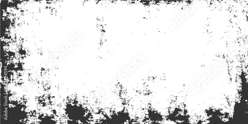 Abstract grunge black background featuring a vintage floral pattern with ink splatters and a dirty spray paint texture on a vector illustration banner design