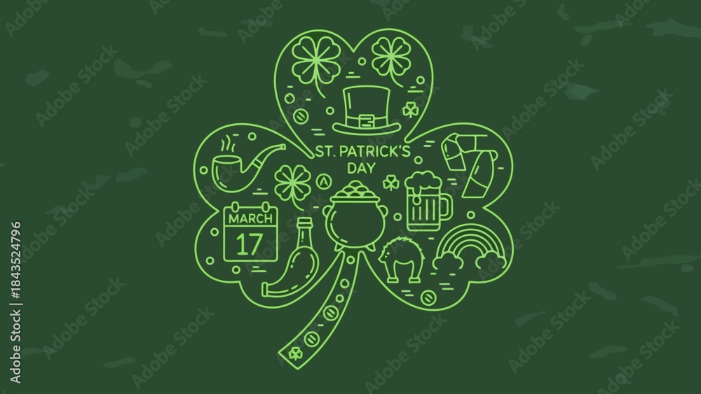 Obraz premium Saint Patrick's Day Clover with Symbols of Irish Celebration and Tradition