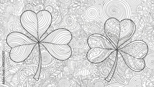 Intricate Shamrock Designs on a Patterned Background - St. Patrick's Day Theme