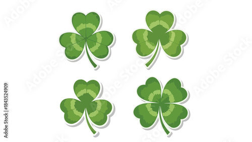 Canvastavla Collection of Green Clover Leaf Symbols, Lucky Symbols for St