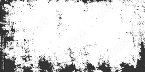 Abstract black grunge background featuring a vintage vector pattern with ink splash splatters and a dirty paint texture border for a floral art wallpaper design