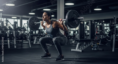 Woman weightlifting squat exercise
