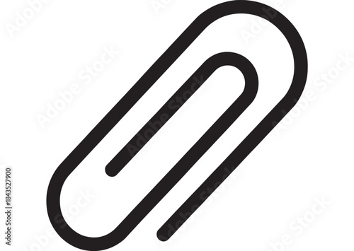 Simple black paperclip icon design on transparent background silhouette