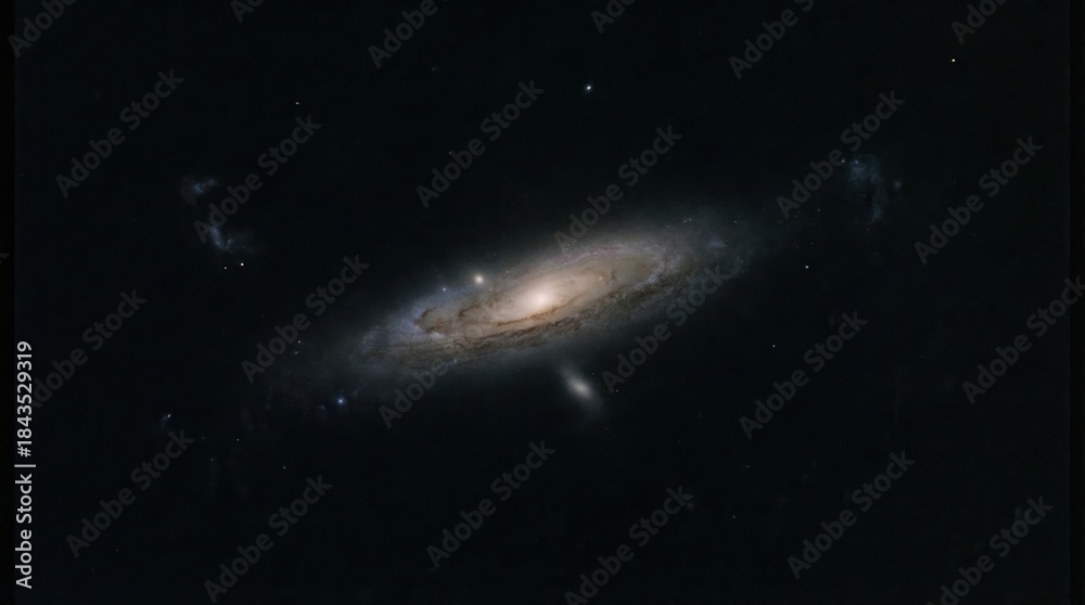 Fototapeta premium A spiral galaxy against a deep black cosmic backdrop