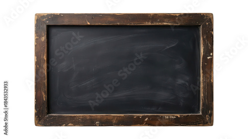 Blank Old Chalkboard with Distressed Wooden Frame isolated PNG with Transparent Background