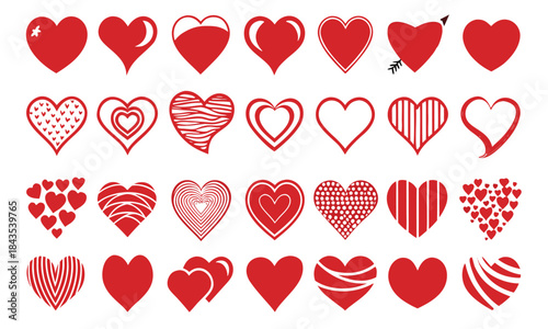 Vector hearts set for Valentine's Day