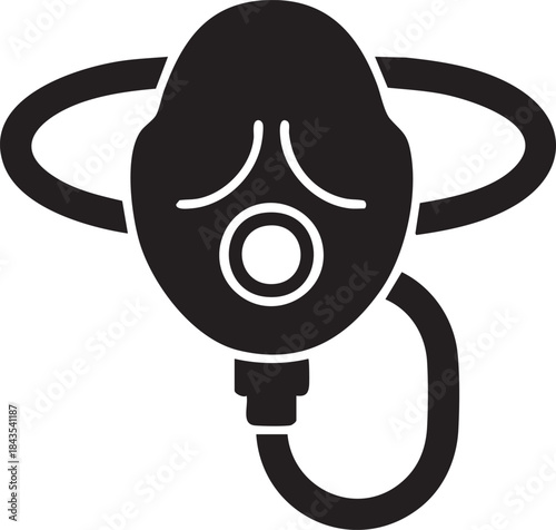 Aviation Oxygen Mask Silhouettes Vector Minimal Icon