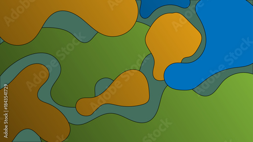 Abstract Camouflage Topographic Background With Organic Shapes