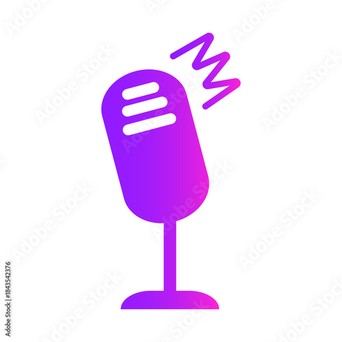 Colored studio microphone icon. Podcast element. Concept webinar, online training, audio blog or radio show.