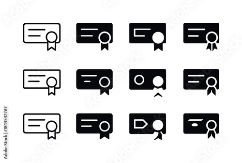 Bonus Check Icons. Bonus check. Icon set. Set Logo of bonus chec