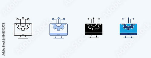 Information Tech Multiple Icon Illustration Vector