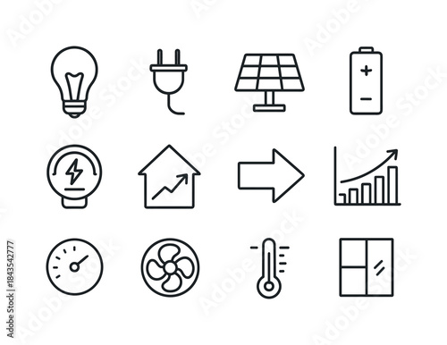 Energy Efficiency Icons. Energy efficiency. Line icon set of Ene