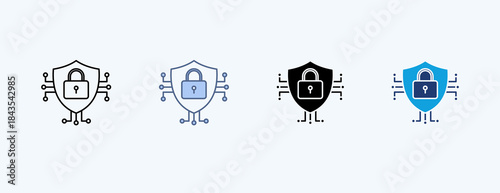 Cyber Security Multiple Icon Illustration Vector