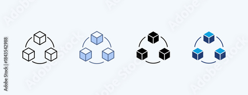 Blockchain Multiple Icon Illustration Vector