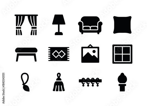 Home Ambiance Icons. Home ambiance. Solid icon set of home ambia