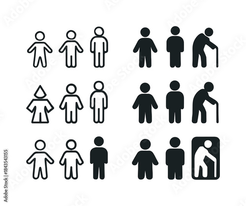 Age Logo Variations. Age. Icon set. Set Logo of Age: Child to El