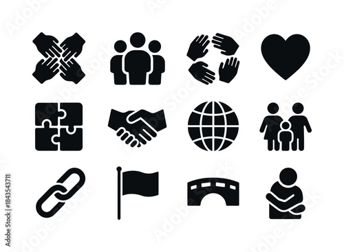 Unity Icon Collection. Unity. Solid icon set of Unity: joined ha