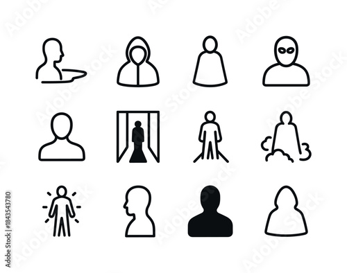 Silhouette Icon Set. Shadows and silhouettes. Line icon set of S