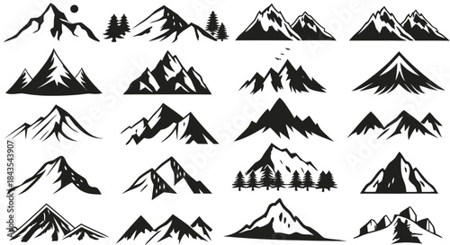 Set of Mountain icons . Vector Illustration
