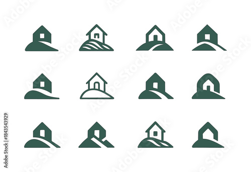 Hillside Icon Variations. Hill. Icon set. Set Logo of Hill: hill