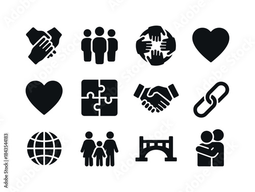 Unity Icon Collection. Unity. Solid icon set of Unity: joined ha