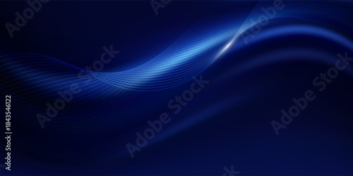 Vector abstract, blue- black color background, luxury wave gold line pattern, Illustration modern graphic design for invite, premium, Vip template, business banner or futuristic technology background