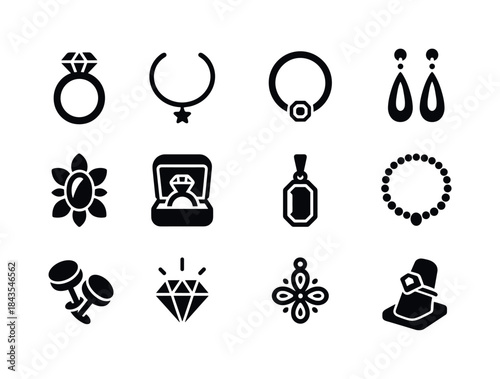 Luxury Jewelry Icons. Luxury jewelry. Solid icon set of luxury j