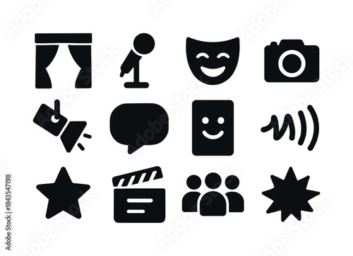 Comedy Show Icons. Comedy Show. Solid icon set of Comedy Show: s