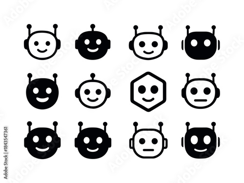 Robotic Assistant Icons. robotic assistants. Icon set. Set Logo
