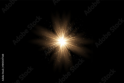 Wallpaper Mural Light glare. Golden glowing flare with soft blurred rays on dark background. Bright warm light burst with smooth gradient illumination and radiant shine. Abstract luminous vector illustration. Torontodigital.ca