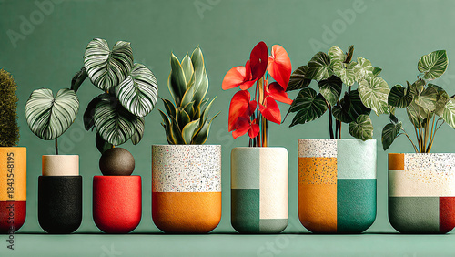 Plantes en pot alignées